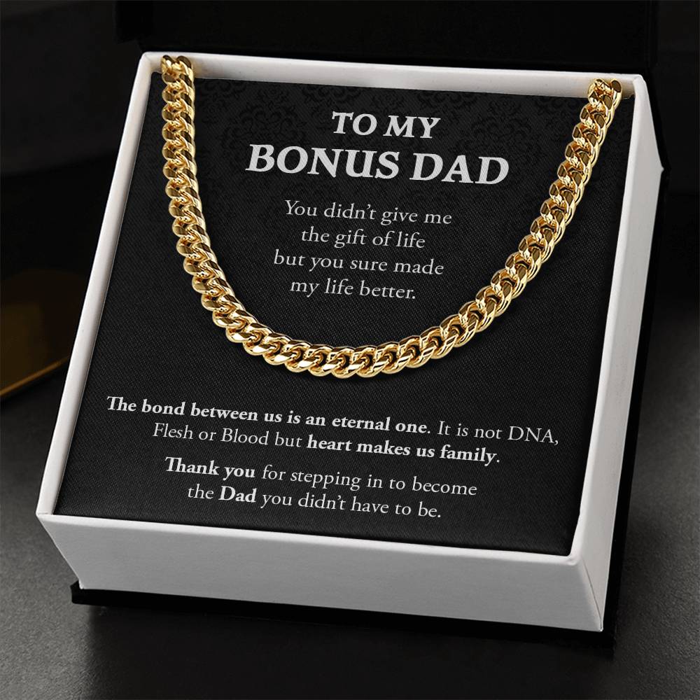 To My Bonus Dad | Thank You - Cuban Link Chain